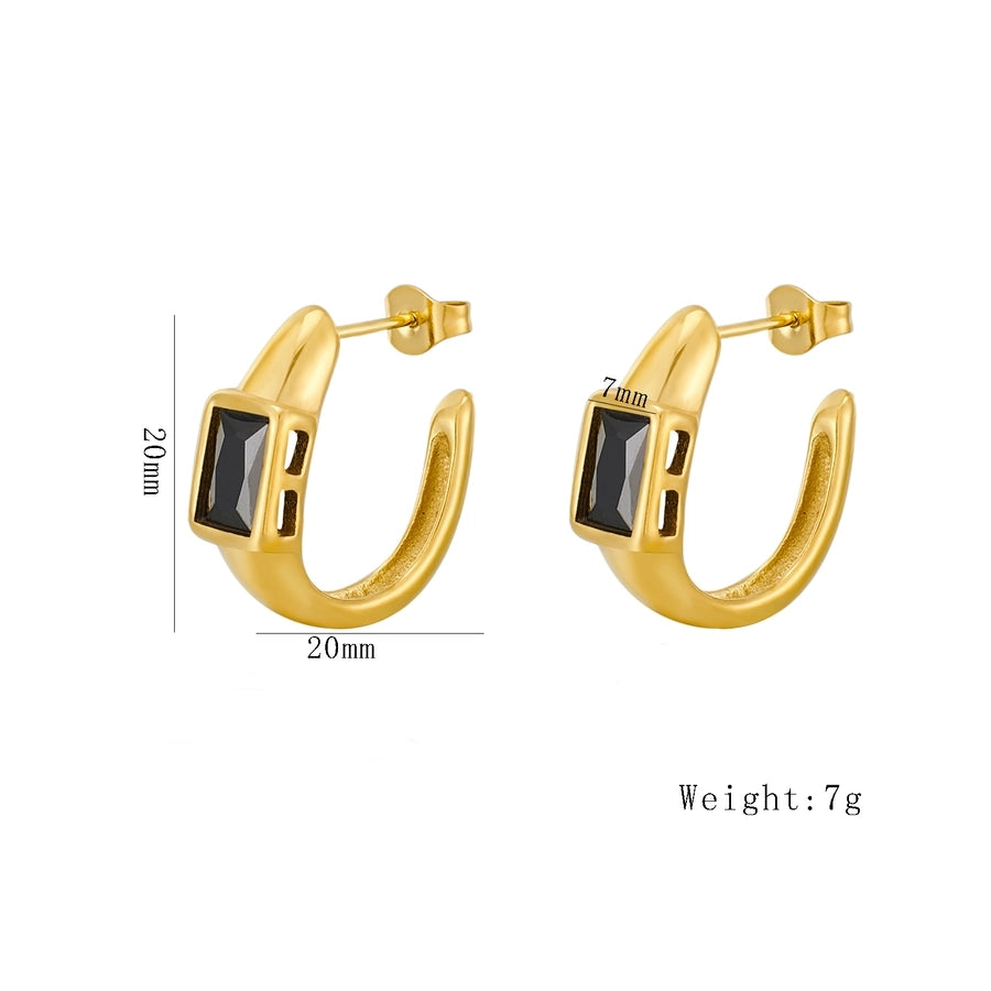 Baroque Style Ear Studs [304 Stainless Steel,18K Gold Plated]