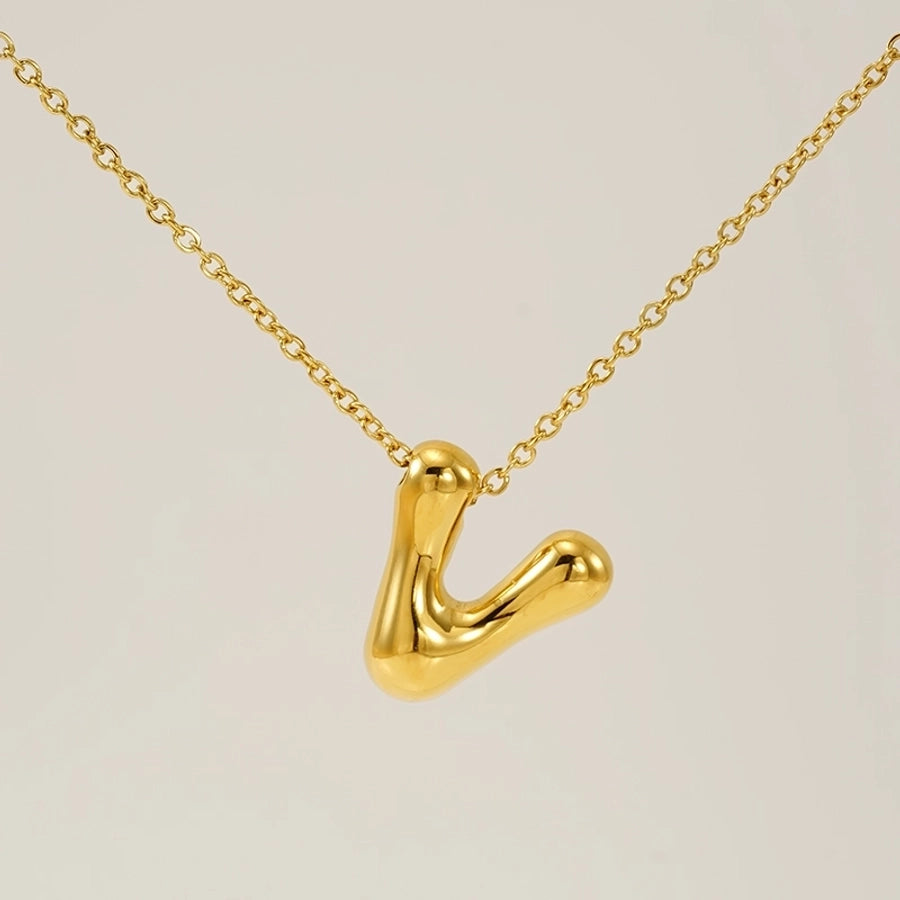 Letter Pendant Necklace [304 Stainless Steel,18K Gold Plated]