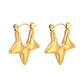 Pendientes de estrellas de Pentagram [304 acero inoxidable, 18k dorado chapado]