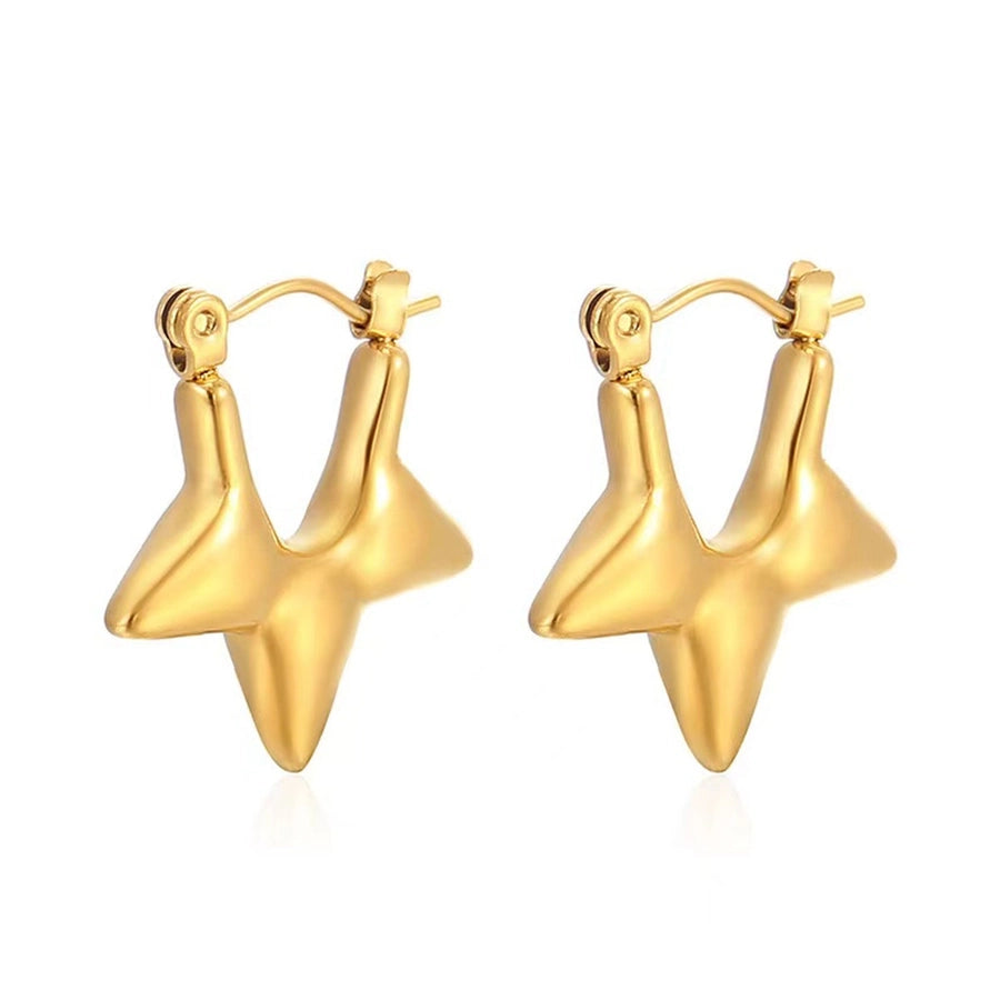 Pendientes de estrellas de Pentagram [304 acero inoxidable, 18k dorado chapado]