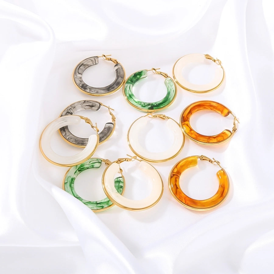 Circle Multicolor Earrings [304 Stainless Steel,18K Gold Plated]