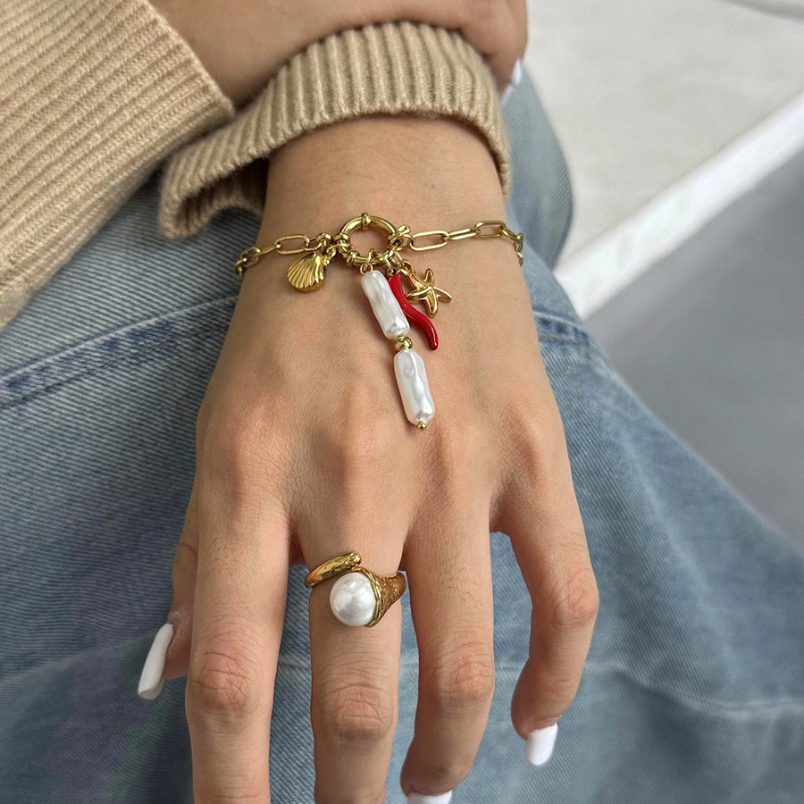 Pulseira de pimenta em estilo marinho [304 aço inoxidável]