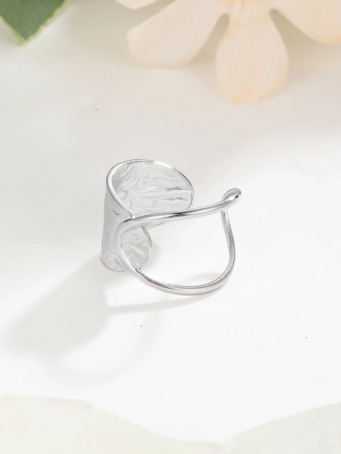 Silver French Style Geometric Ring [304 Stainless Steel]