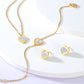 Rhinestone Heart Jewelry Set [201 Stainless Steel 18K Gold Plated]