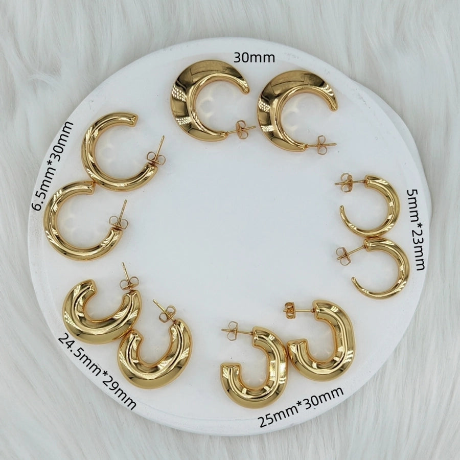 Mix Shape Moon Hoop Earrings [304 Stainless Steel,18K,24k Gold Plated]