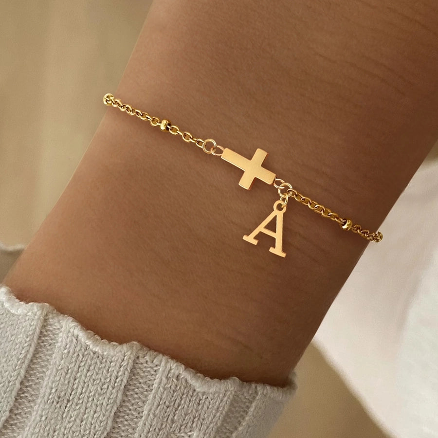 Cross Letter Bracelets [201,304 Stainless Steel]