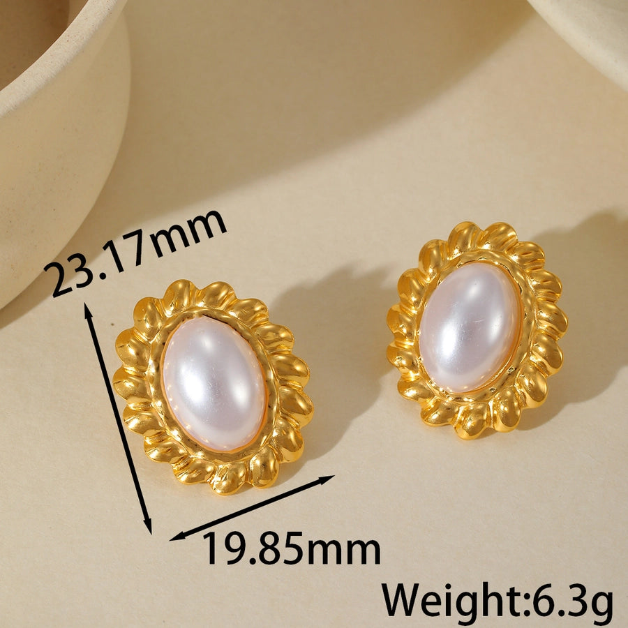 Artistic Irregular Pearl Earrings  [304 Stainless Steel,18K Gold Plated]