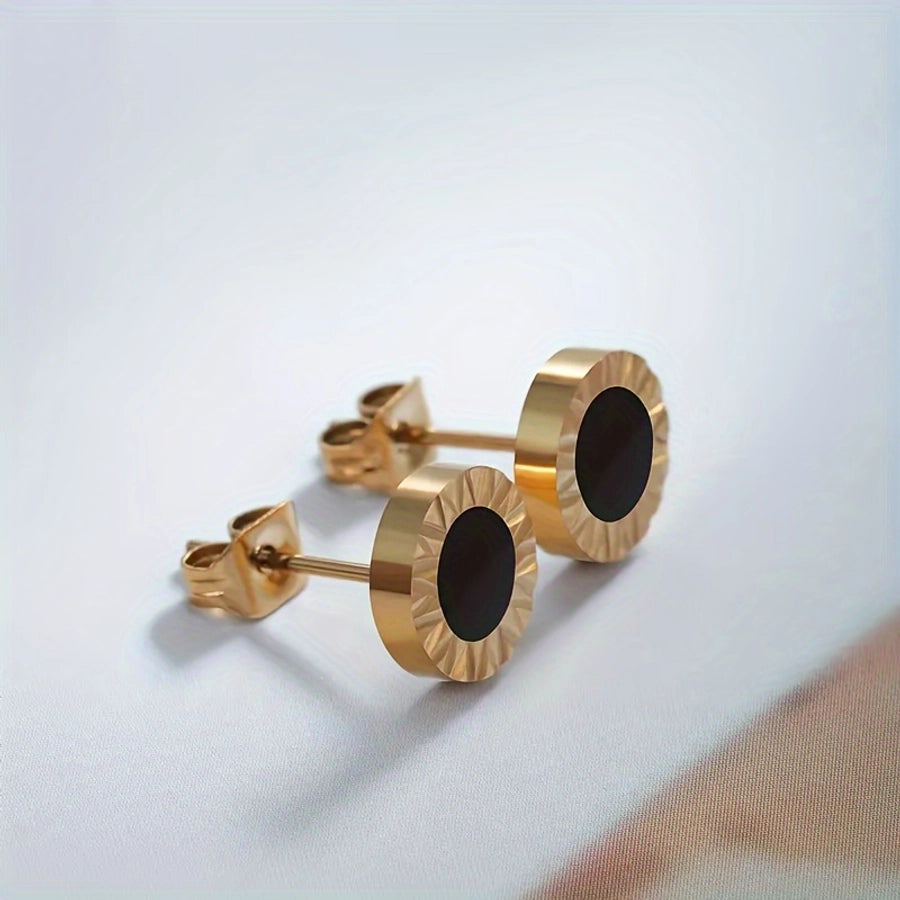 Earrings Stud Roman Circle [304 nerezové oceli, 18k zlaté]