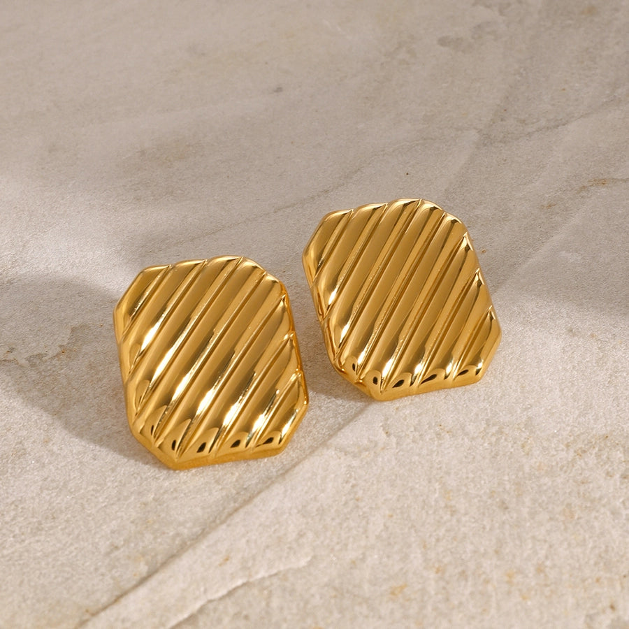 Quadrilateral Plating Earrings [304 Stainless Steel,18K Gold Plated]