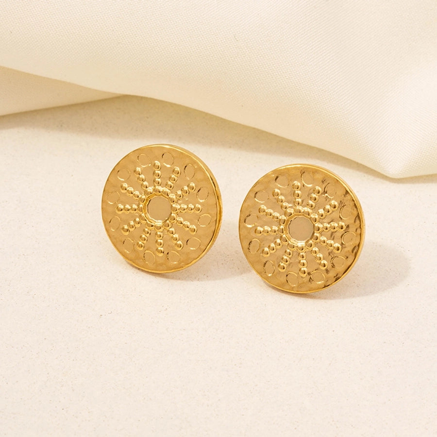 Round Style Sun Moon Earrings [304 Stainless Steel,18K Gold Plated]