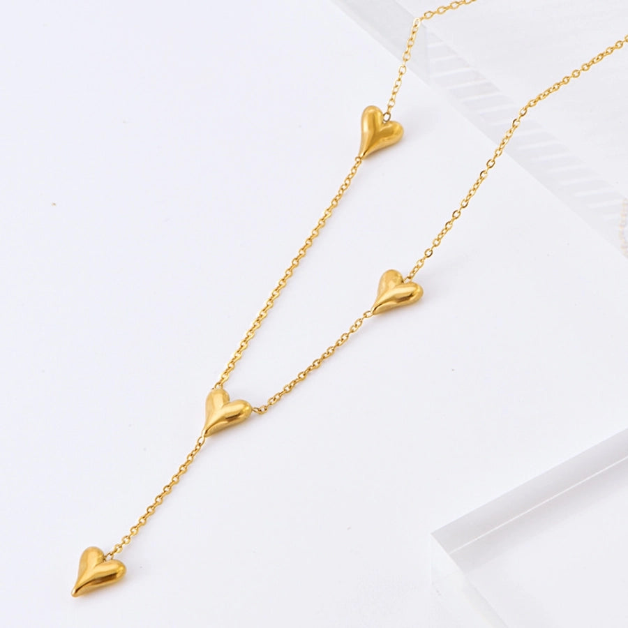 Heart Shape Bracelet/Necklace [304 Stainless Steel,18K Gold Plated]