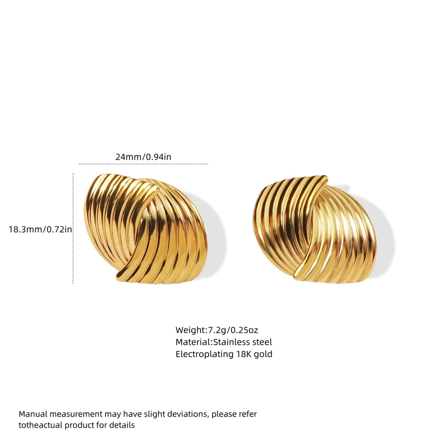 Geometric Line Earrings [304 Stainless Steel,18K Gold Plated]