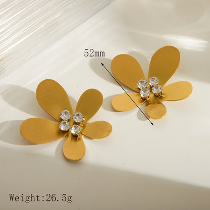 Mix Flower Earrings [304 Stainless Steel,18K Gold Plated]