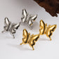 Butterfly Stud Earrings [304 Stainless Steel,18K Gold Plated]