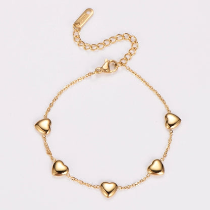 Heart Shape Row Bracelet [304 Stainless Steel]