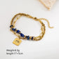 Natural Stone Beaded Bracelets [304 Stainless Steel,18K Gold Plated]