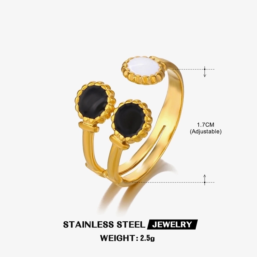 Retro Novelty Enamel Resin Ring [304 Stainless Steel 18K Gold Plated]