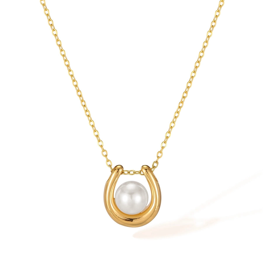 Pearl Pendant Necklace  [304 Stainless Steel]