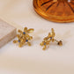 Flower Rhinestones Earrings [304 Stainless Steel,18K Gold Plated]