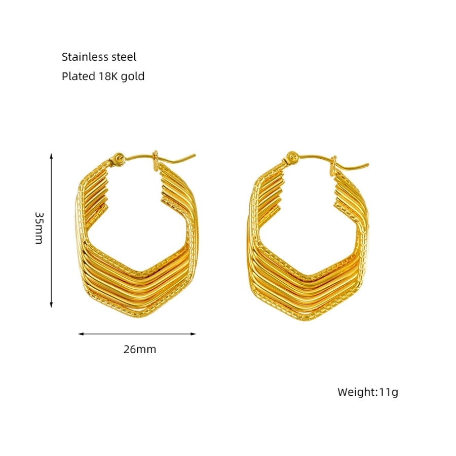 Geometric Solid Color  Hoop Earrings [304 Stainless Steel,18K Gold Plated]