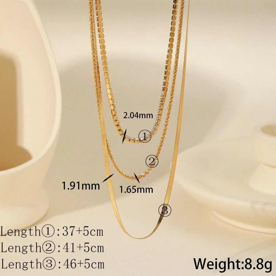 Three Layer Twisted Rope Chain Necklace[304 Stainless Steel, 18K Gold Plated]