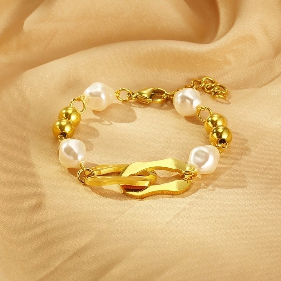 Pearl Resin -kettingarmbanden [304 roestvrij staal, 18K vergulde goud]