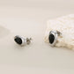 Black Stone Water Droplets Earrings [304 Stainless Steel, 18K Gold Plated]