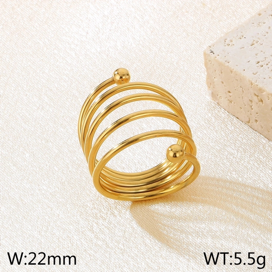 Lines Open Ring [Stainless Steel, 18K Gold Plated]