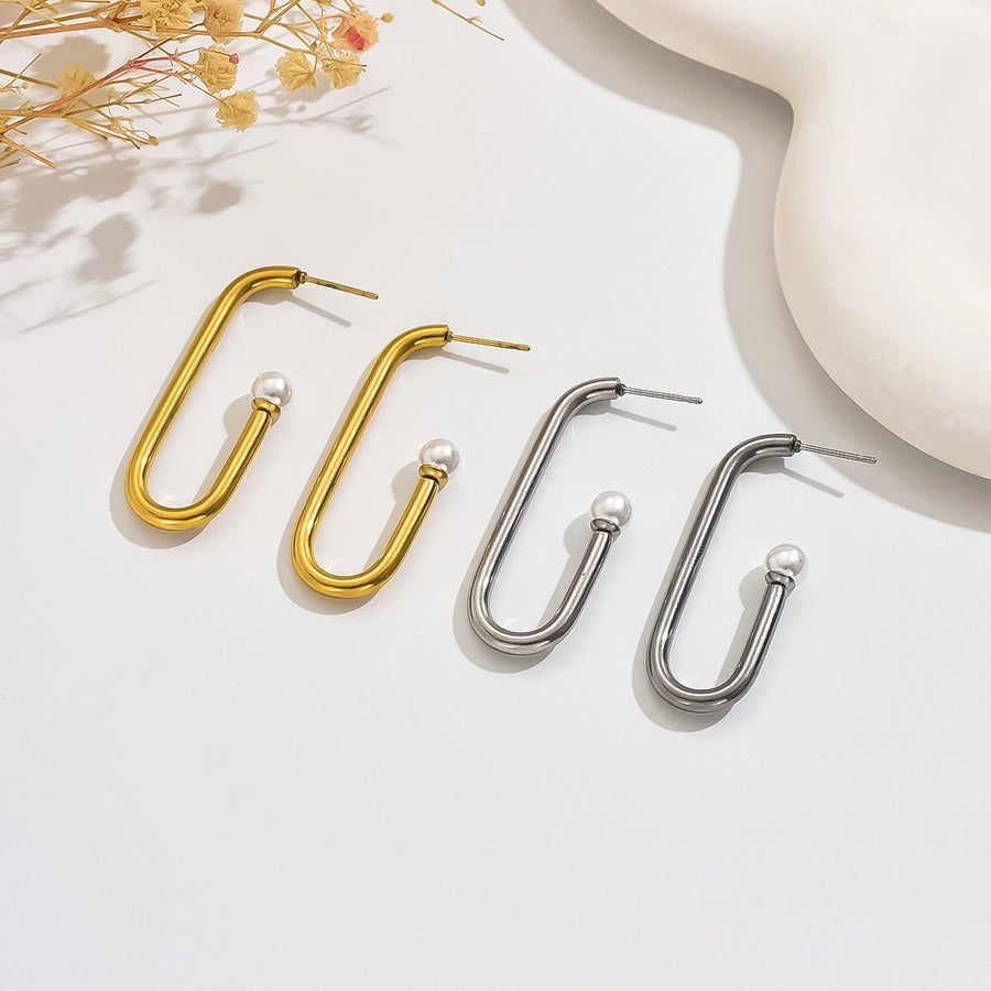 Streetwear U Shape Earrings [304 Stainless Steel 18K Gold Plated]