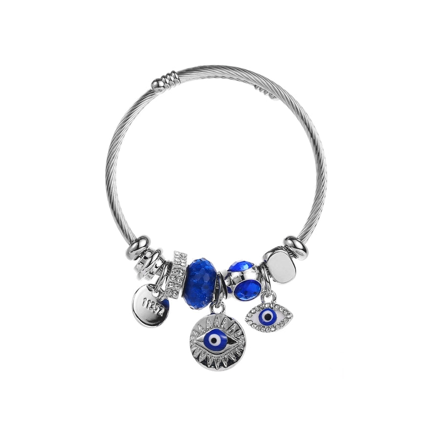 Eye Rhinestones Pearl Bangle Bracelet [304 Stainless Steel, Alloy]