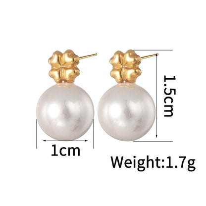 Pearl Gold Earrings [304 Stainless Steel]