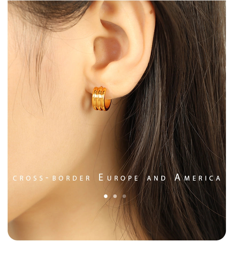 C Shape Polishing Earrings [304 Stainless Steel,18K Gold Plated]