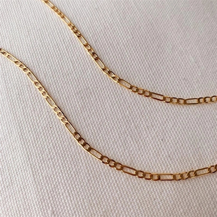 Bracciale a catena Figaro [acciaio inossidabile, oro 14K placcato]