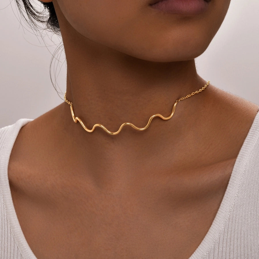 Waves Choker halskæde [304 rustfrit stål]