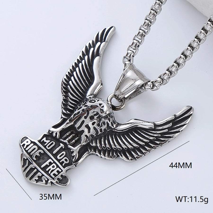 Vintage Style Punk Streetwear Moon Eagle Necklace Pendant [304 Stainless Steel]