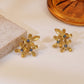 Flower Rhinestones Earrings [304 Stainless Steel,18K Gold Plated]