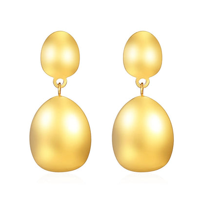 Oval Drop Earrings [304 Stainless Steel,18K Gold Plated]