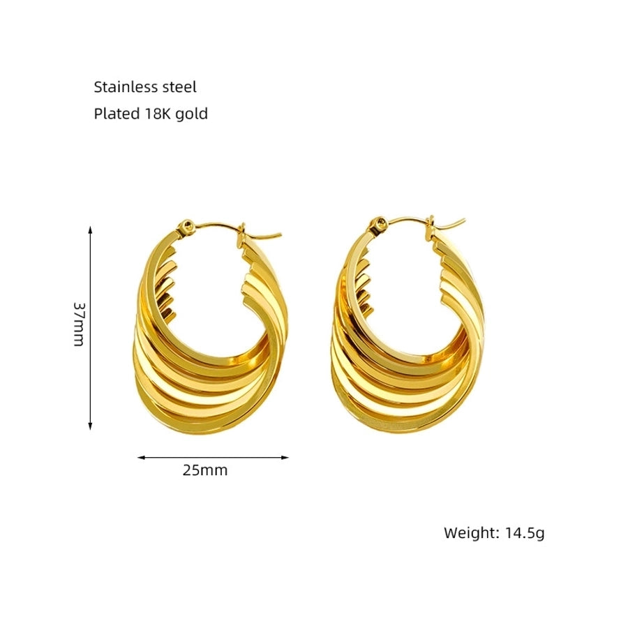 Geometric Solid Color  Hoop Earrings [304 Stainless Steel,18K Gold Plated]