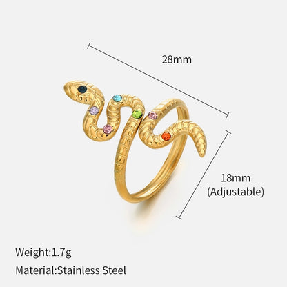 Snake Rhinestones Ring [304 Stainless Steel]