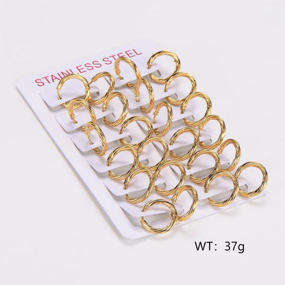 Pack of 12 Pair Spiral  Hoop Earrings Earrings [304 Stainless Steel]