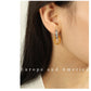 Double Ring Silver Gold Drop Earrings [304 Stainless Steel,18K Gold Plated]