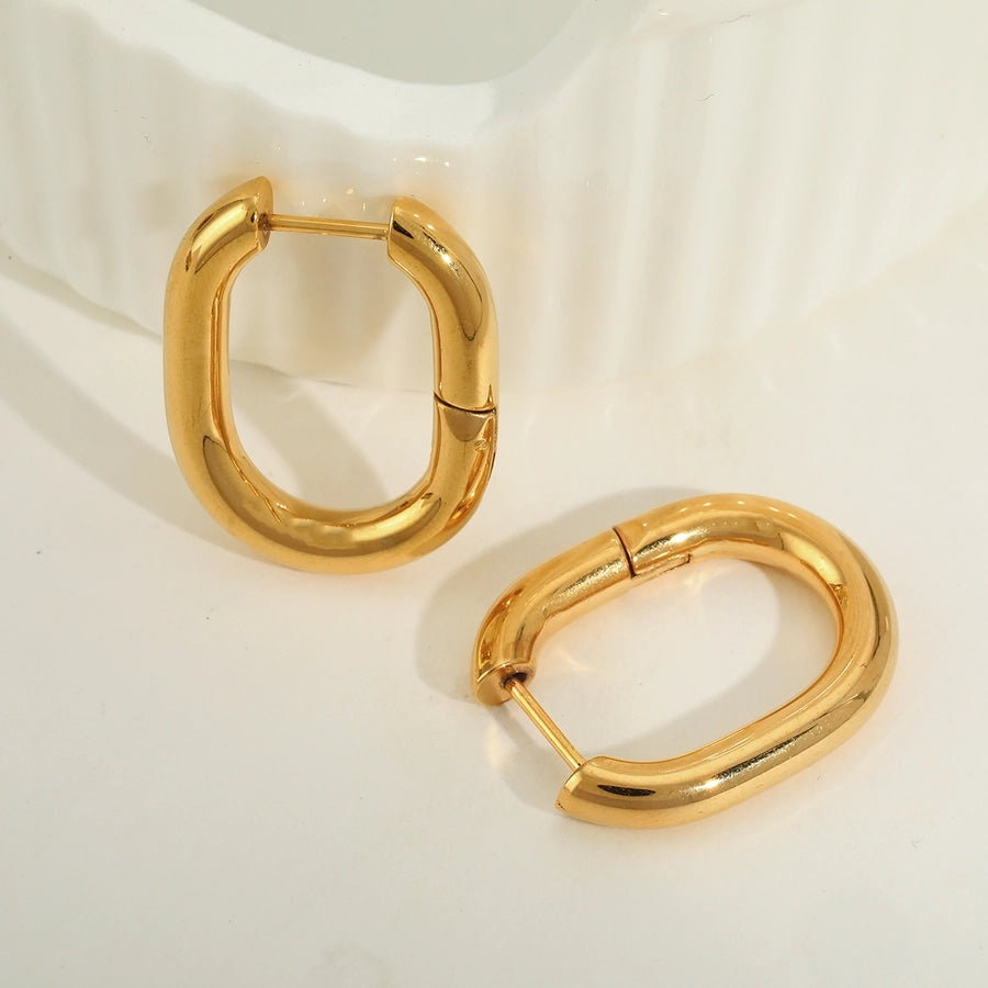 U Shape Plating Earrings  [304 Stainless Steel,18K Gold Plated]