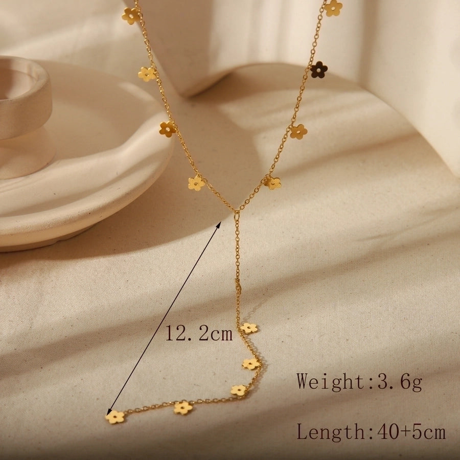 Romantic Solid Color Flower Necklace [304 Stainless Steel,18K Gold Plated]