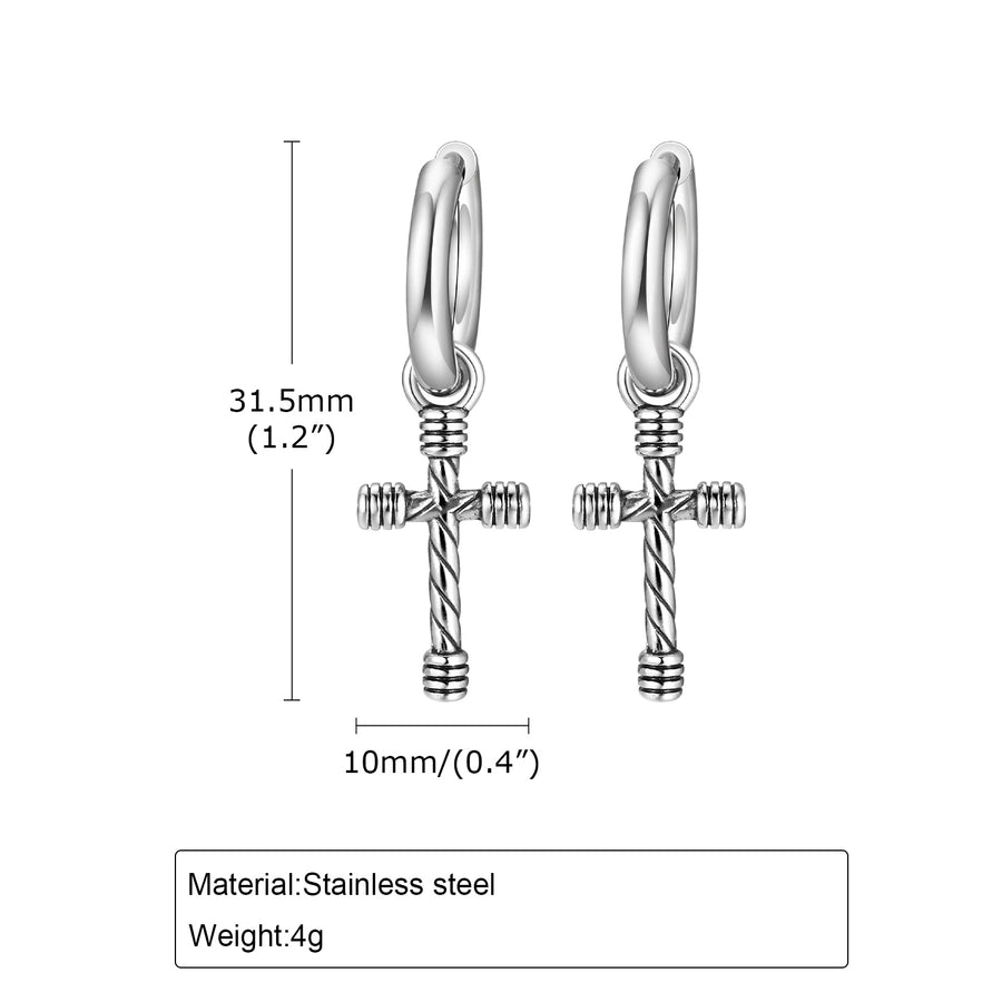 Punk CrossDangling Earrings [201 Stainless Steel]