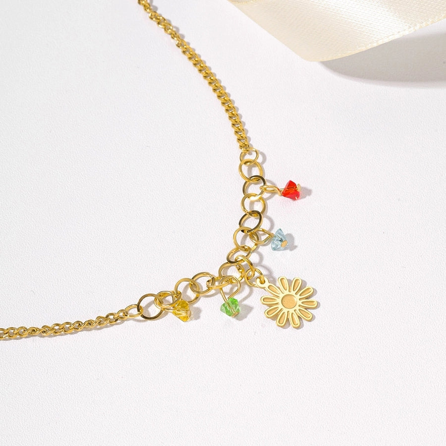 Artistic Flower Anklet [201 Stainless Steel, 18K Gold Plated]