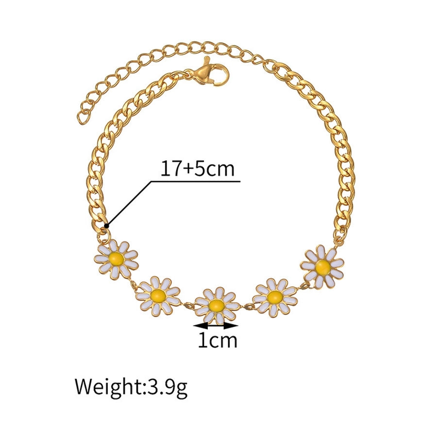 Pulseiras elegantes de flores [304 aço inoxidável]