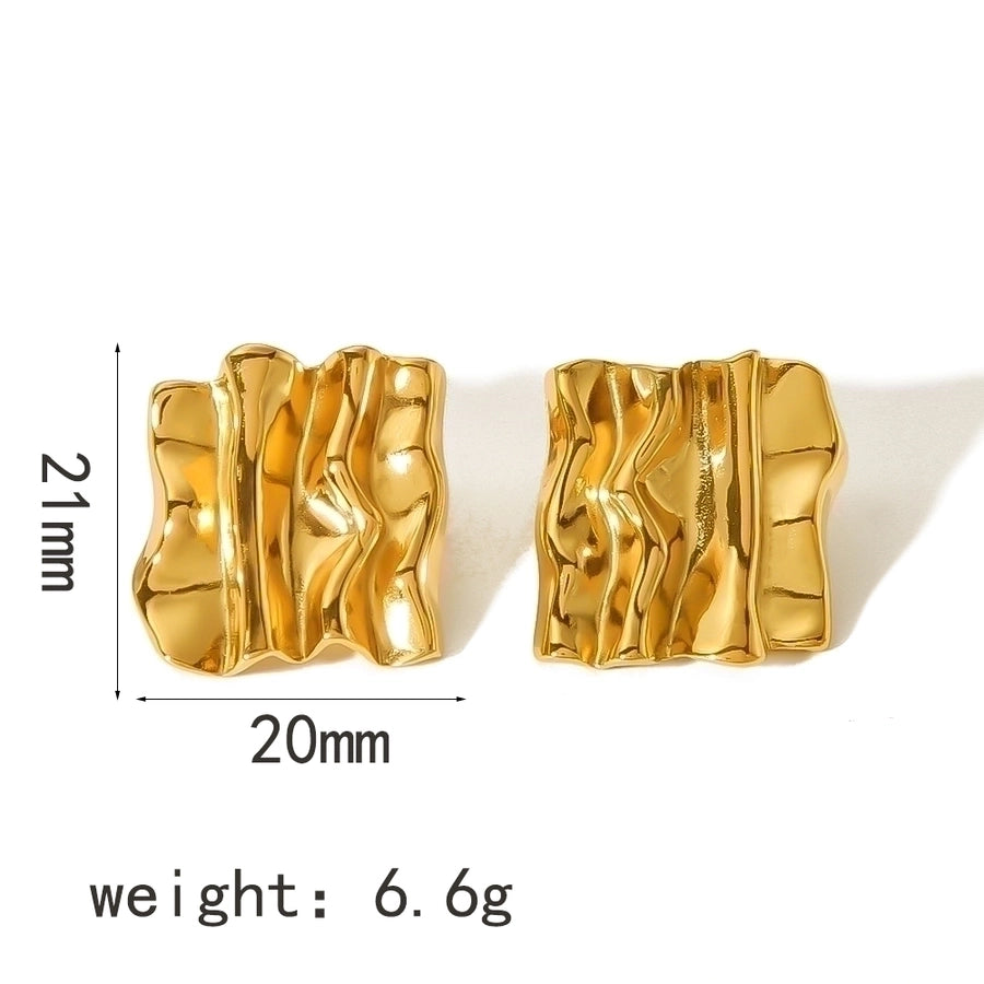 Mix Design Earrings [304 Stainless Steel,18K Gold Plated]