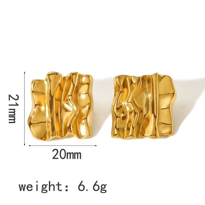 Mix Design Earrings [304 Stainless Steel,18K Gold Plated]