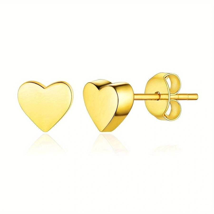 Silver Gold Heart Stud øreringer [rustfritt stål]