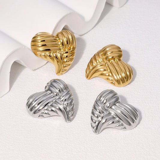 Heart Shape Earrings [304 Stainless Steel,18K Gold Plated]